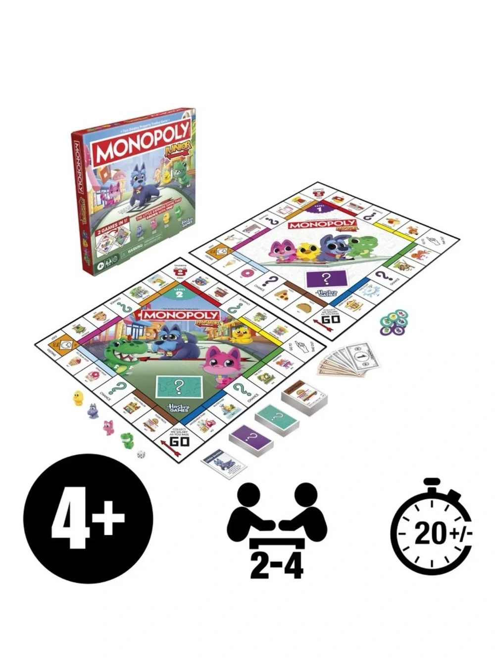 EUC Monopoly Junior Board Game (2 in 1 Game)